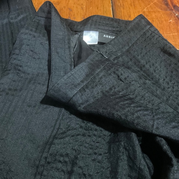 Akris Seersucker Pant Size 8 Black Pinstripe - Picture 6 of 13